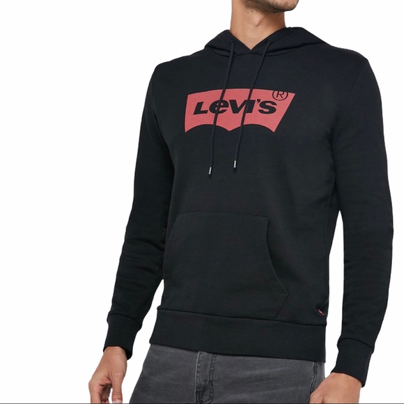 Levi’s Batwing Black Hoodie Sweatshirt Red Men’s S - Picture 1 of 5
